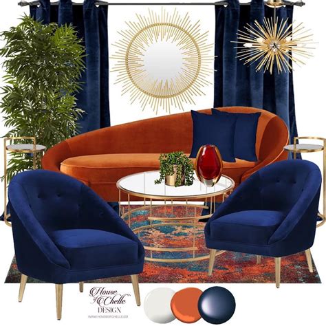 Navy And Orange Living Room .